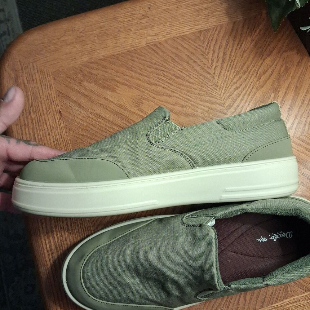 Dearforms Womens Green Canvas Slip On Flats Loafer Size 10 US 8 UK 10 AU Comfort - Picture 9 of 14